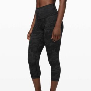 lululemon athletica Black Camo Mid Rise Leggings (Cropped)